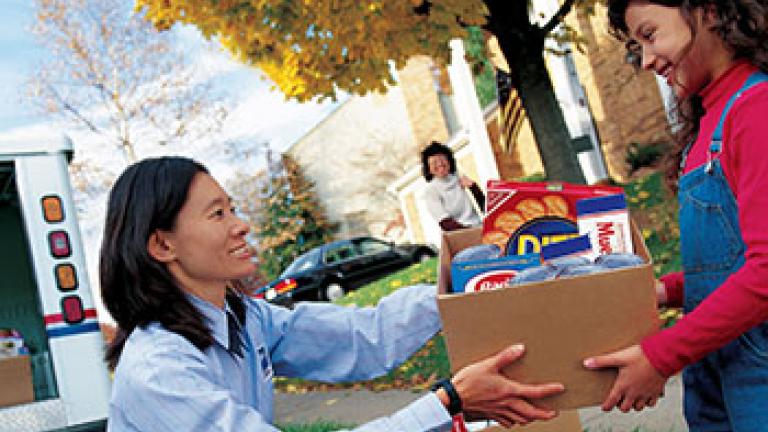 woman delivering box